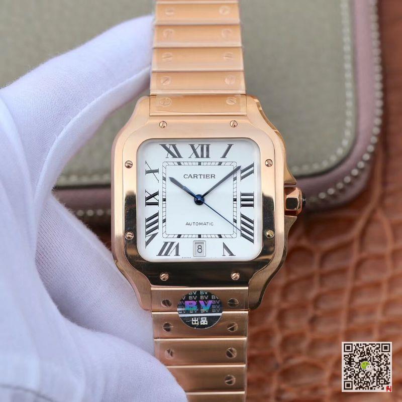 AAA BV Factory Replica Cartier Santos 100 WGSA0009 Rose Gold Mens Watch