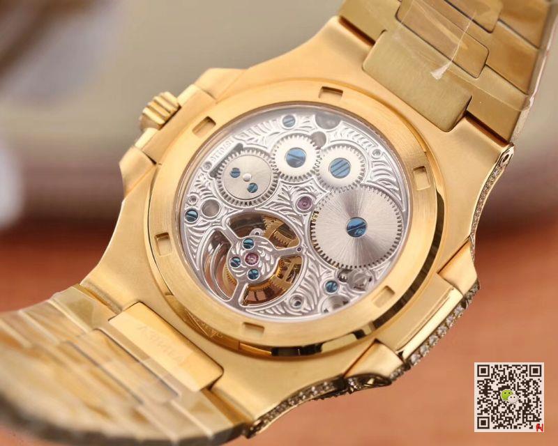 AAA R8 Factory Replica Patek Philippe Nautilus Jumbo Tourbillon 5711 Yellow Gold Diamond Mens Watch