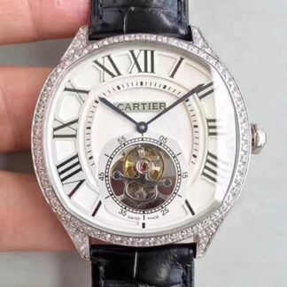 AAA Replica Cartier Drive De Tourbillon W4100013 Silver Diamond Mens Watch