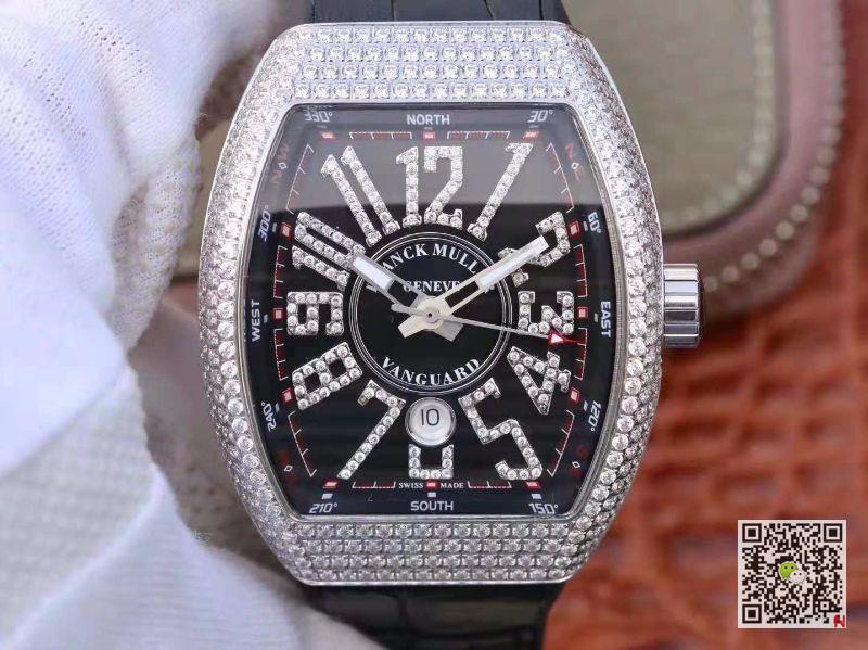 AAA Replica Franck Muller Vanguard Diamond V45 SC DT AC BR NR Black Mens Watch
