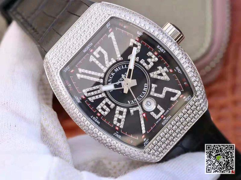 AAA Replica Franck Muller Vanguard Diamond V45 SC DT AC BR NR Black Mens Watch
