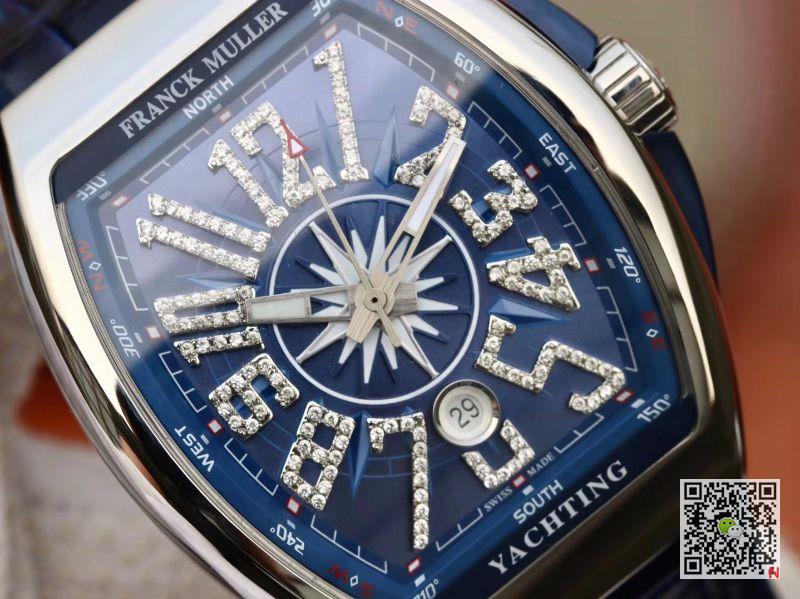 AAA Replica Franck Muller Vanguard Yachting Diamond V45 CC DT AC BL Blue Mens Watch