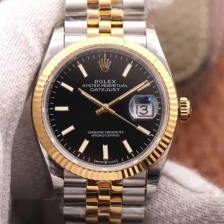 AAA Replica Rolex Datejust 126233 EW Factory Black Dial Mens Watch