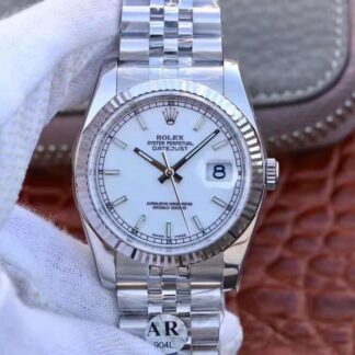 AAA Replica Rolex Datejust 116234 AR Factory White Enamel Dial Mens Watch