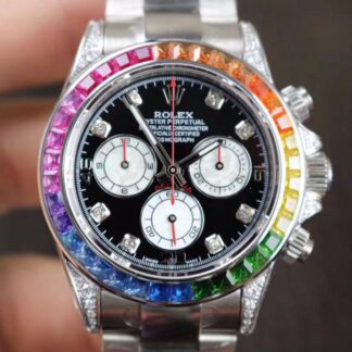 AAA Replica Rolex Daytona Cosmograph Rainbow 116595RBOW BL Factory Black Dial Mens Watch