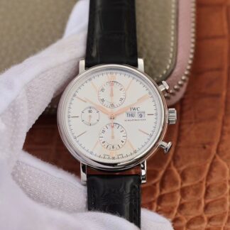AAA Replica IWC Portofino Chronograph Multi-function IW391022 ZF Factory White Dial With Rose Gold Markers Mens Watch