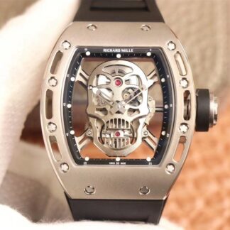 AAA Replica Richard Mille RM052 ZF Factory Silver Titanium Skull Dial Mens Watch