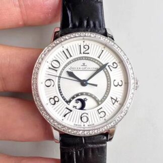 AAA Replica Jaeger-LeCoultre Rendez-Vous 3612420 Black Leather Strap White Dial Ladies Watch