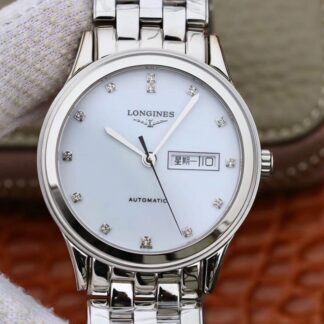 AAA Replica Longines Flagship Double Calendar L4.774.4.27.6 GK Factory White Dial Mens Watch