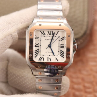 AAA Replica Cartier De Santos W2SA0007 BV Factory Gold Bezel Ladies Watch