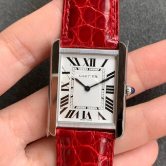 AAA Replica Cartier Tank W5200005 K11 Factory Red Leather Strap Ladies Watch