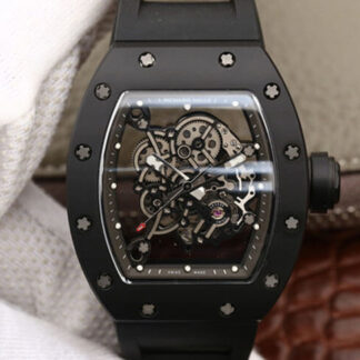 AAA Replica Richard Mille RM055 KV Factory Black Ceramic Case Black Strap Mens Watch