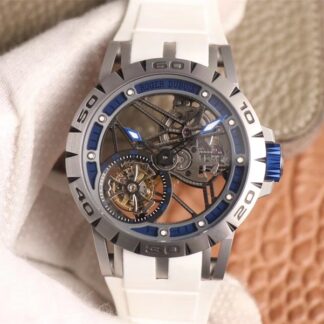 AAA Replica Roger Dubuis Excalibur RDDBEX0622 Tourbillon JB Factory White Strap Mens Watch
