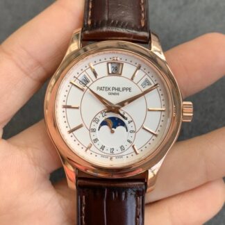 AAA Replica Patek Philippe Complications 5205R-001 GR Factory Rose Gold White Dial Mens Watch