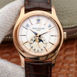 AAA Replica Patek Philippe Grand Complications 5205R-001 KM Factory Rose Gold White Dial Mens Watch