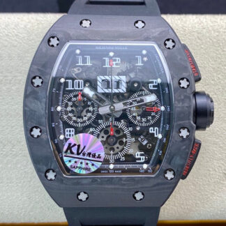 AAA Replica Richard Mille RM011 KV Factory Carbon Fiber Case Black Rubber Strap Mens Watch