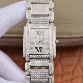 AAA Replica Patek Philippe 4908/101G-001 White Gold Ladies Twenty Swiss Quartz E15 Silver Diamond Ladies Watch