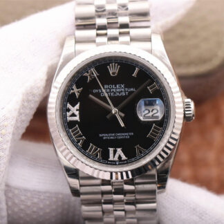 AAA Replica Rolex Datejust M126233 36MM EW Factory Diamond-set Black Dial Mens Watch