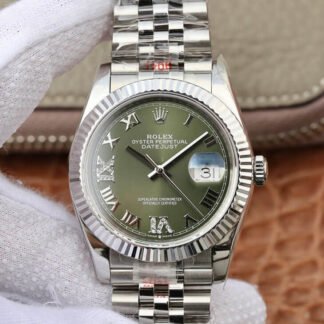 AAA Replica Rolex Datejust 36MM GM Factory Olive Green Dial Mens Watch