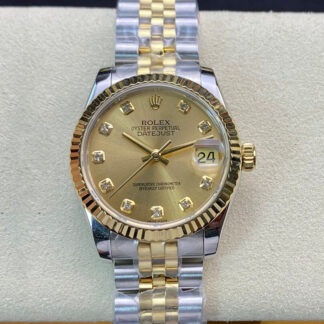AAA Replica Rolex Datejust M278273-0026 31MM BP Factory Diamond Champagne Dial Ladies Watch