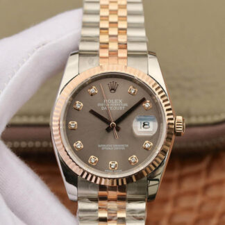 AAA Replica Rolex Datejust 116231 GM Factory Diamond Grey Dial Mens Watch