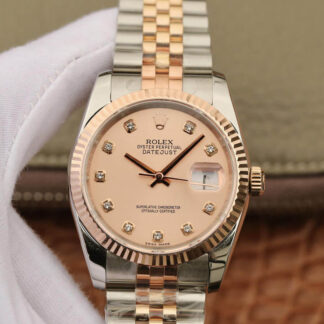 AAA Replica Rolex Datejust 116231 36MM GM Factory Diamond Pink Dial Ladies Watch