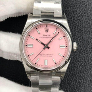 AAA Replica Rolex Oyster Perpetual M126000-0008 36MM EW Factory Pink Dial Mens Watch