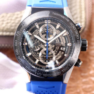 AAA Replica TAG Heuer Carrera CAR2A1T.FT6052 XF Factory Blue Rubber Strap Mens Watch
