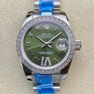 AAA Replica Rolex Datejust 28MM BP Factory Diamond-set Green Dial Ladies Watch