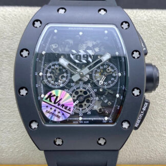 AAA Replica Richard Mille RM011 KV Factory Ceramic Black Case Mens Watch