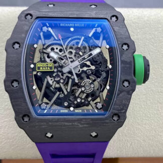 AAA Replica Richard Mille RM35-02 T+ Factory Carbon Fiber Purple Strap Mens Watch | aaareplica.is