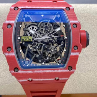 AAA Replica Richard Mille RM35-02 T+ Factory Carbon Fiber Red Rubber Strap Mens Watch | aaareplica.is